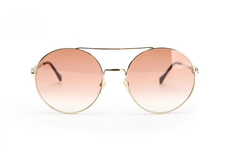 Gucci Sunglasses GG0878S-00359 Gold/Brown Round Women's Full Rim Sunglasses