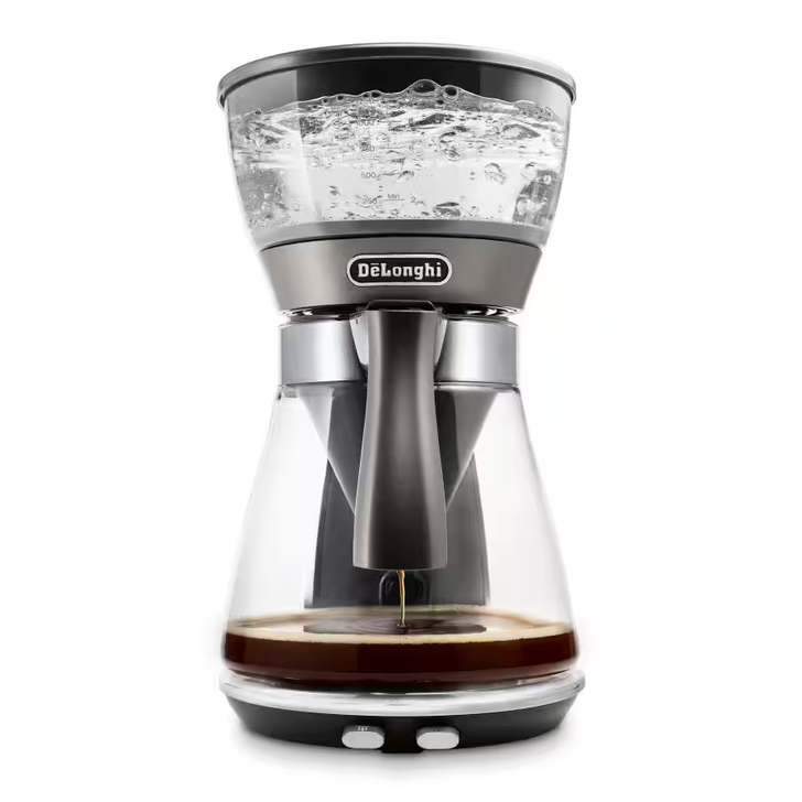 DeLonghi SPECIALTY COFFEE BREWERS :  The De’Longhi 3-in-1 Specialty Coffee Brewer offers three precise ways to brew. A consistently perfect drip-style brew is guaranteed with delicious Golden Cup brewing. Over Ice delivers bold, balanced and flavorful iced coffee thanks to a proprietary process that brews all the flavors without getting watered down. Pour over connoisseurs can enjoy a consistent cup of smooth coffee every time with an automated pulsing brew cycle and a Shower Head for perfectly even extraction.