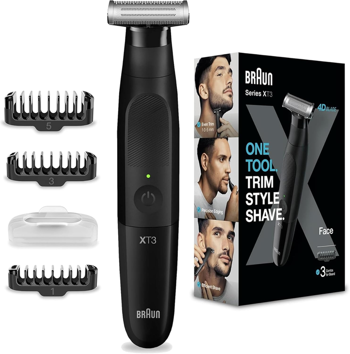 Braun Series XT3 – Beard Trimmer, Shaver, Electric Razor for Men, Durable Blade, XT3000 - Shave, trim and edge with one tool: all-in-one electric razor and beard trimmer for men. Easy, fast and comfortable in every stroke.