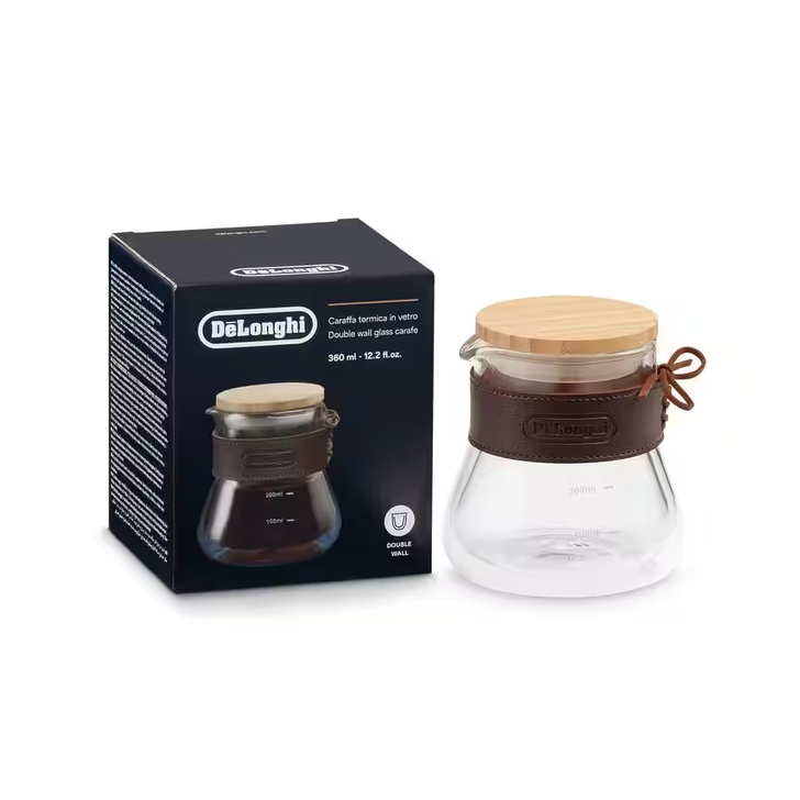 De'Longhi DLSC077 Double Wall Glass Carafe 13oz  Hand-Blown Borosilicate